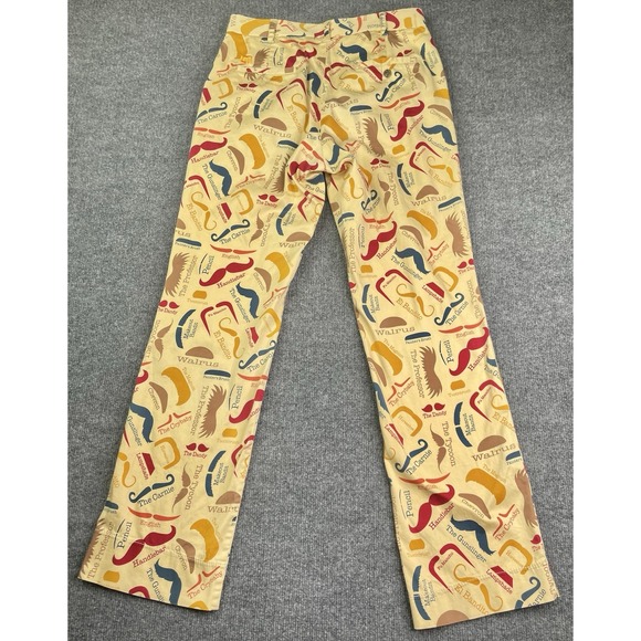 Loud Mouth Golf Pants Men's 32 Fit (31X31)Yellow Mustache Cotton - Picture 3 of 8